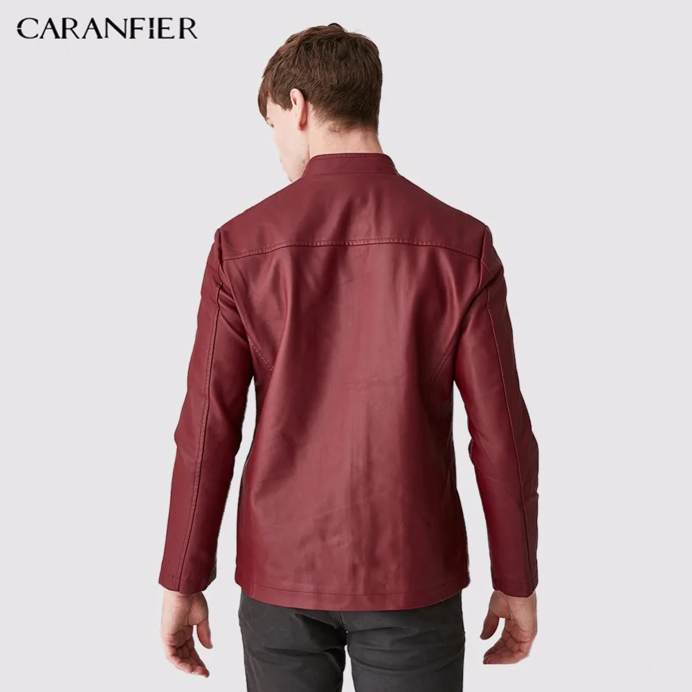 Куртка CARANFIER из искусственной кожи красная осенняя зимняя теплая тонкая с