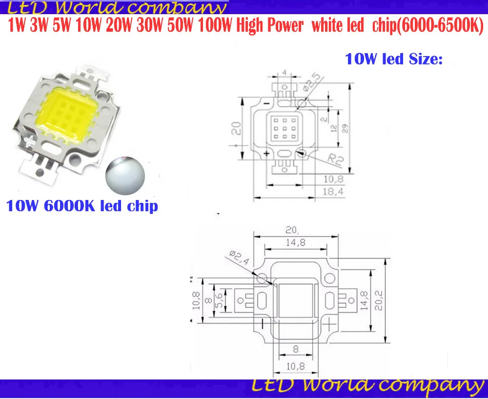 Светодиодный чип высокой мощности SMD 6000-6500K 1 Вт 3 Вт 5 Вт 10 Вт 20 Вт 30 Вт 50 Вт 100 Вт светодиодный белый диод