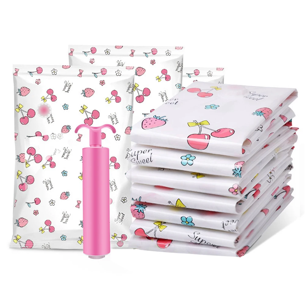 

11 Pcs/Set Vacuum Compression Bag With Hand Pump Travel Space Saveing Foldable Clothes Quilt Storage Bag Organizer Multi-size