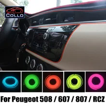 Стайлинга автомобилей 9 М EL Провода/Для Peugeot 508/607/807/RCZ/Интерьер Автомобиля Романтическая Атмосфера Лампы/Украшения Холодный Свет Линия