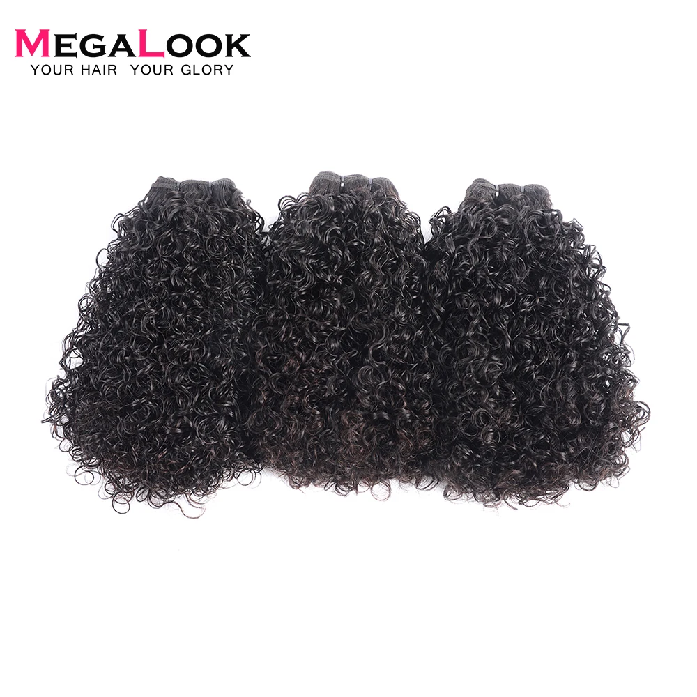 Megalook الإنسان الشعر 3 حزم مع أمامي إغلاق التقطه مع الطفل الشعر مزدوجة الهاتف حليقة 13X4 الدانتيل أمامي ريمي