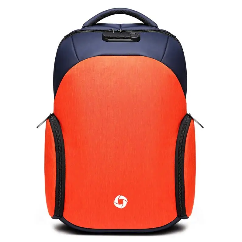 Водонепроницаемый ударопрочный рюкзак с кодовым замком, 15,6 дюймов, рюкзак для ноутбука, для путешествий, для мужчин, USB зарядка, Противоугонный рюкзак, сумки для женщин, 6 цветов, OZUKO - Цвет: Оранжевый