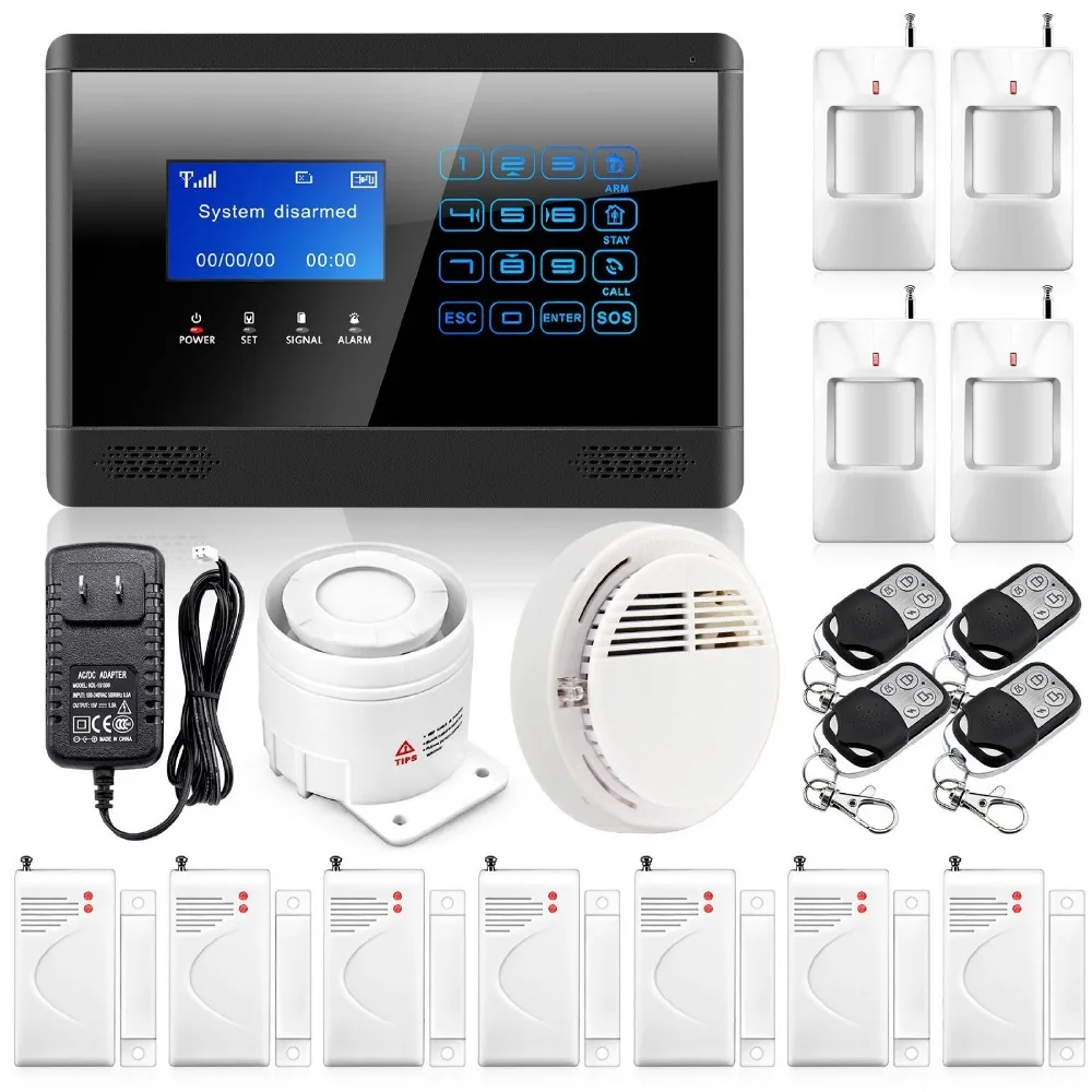 2017 new safearmed New Wireless Wired GSM Home Security System LCD Burglar Fire Alarm House Auto Dialer with Smoke Detector | MobileSpyGadgets