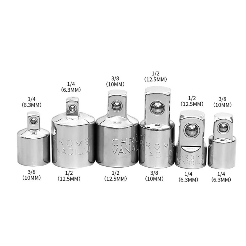 1Pc Ratchet Wrench Socket Converter Head Sleeve Adapter 1/2 Big Fly To 3/8 Fly To 1/4 Steel 12.5Mm