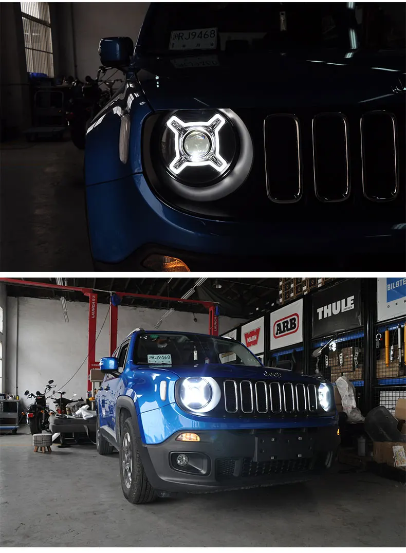 Автомобильный Стильный чехол на голову для Jeep Renegade фары Renegade- светодиодный фонарь DRL Объектив Двойной Луч Биксенон HID