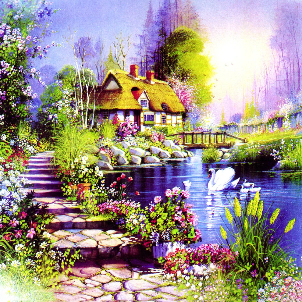 

A1235 Diamond Embroidery Home Decor 3DIY swan villa 100% area Resin Tool dril Painting Cross Stitch Fashion Mosaic Needlework