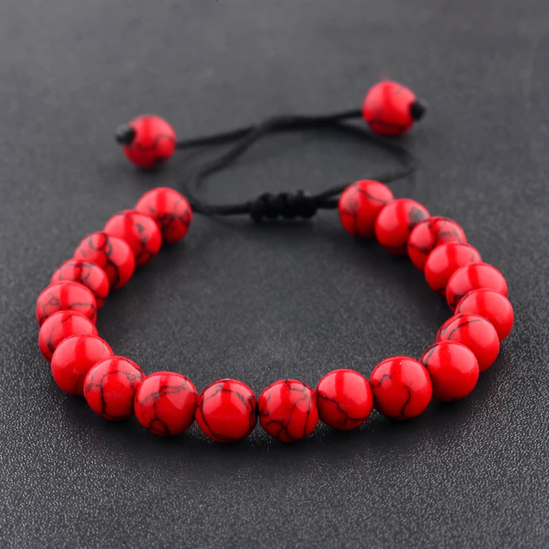 Amader 5 цветная веревка, цепочка из бисера, Bacelet, женские браслеты, белый и красный камень шарик, браслеты для мужчин, Прямая