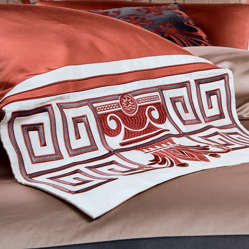 Waliicorners 4/6/9pcs Luxury 100S Cotton Bedding Set Duvet Cover Sheet Pillowcase King Queen Size White Linen 35 _H8A9305