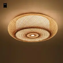 Плетеный вручную бамбуковый ротанговый круглый светильник