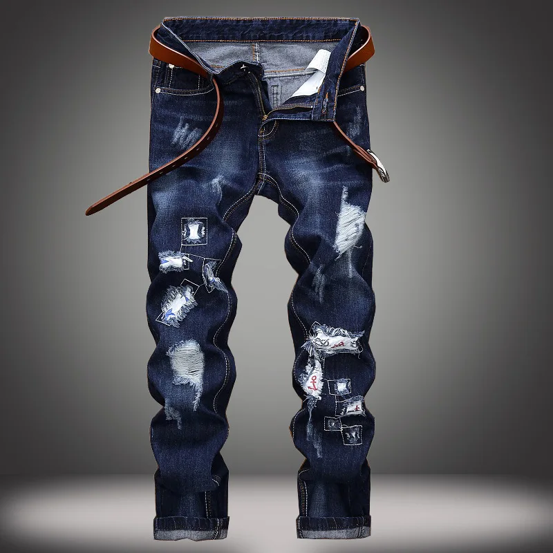 Мужская джинсовая ретро одежда с эффектом потертости|mens denim pants|jean regularmens jeans regular |