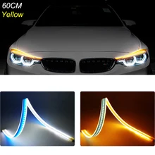 2pcs 60cm Car Daytime Car Running Lights Brake Turn Signal Lamp LED DRL Strip Light 12V Car Headlight Strip For Kia Optima K5 K3