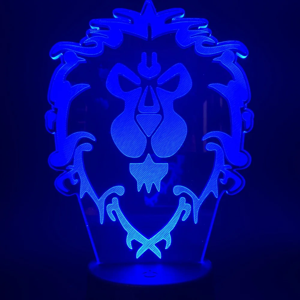 World of Warcraft 3D LED Lamp The Alliance Tribal Signs Visual Night Light Remote or Touch Control Atmosphere Light for Gifts