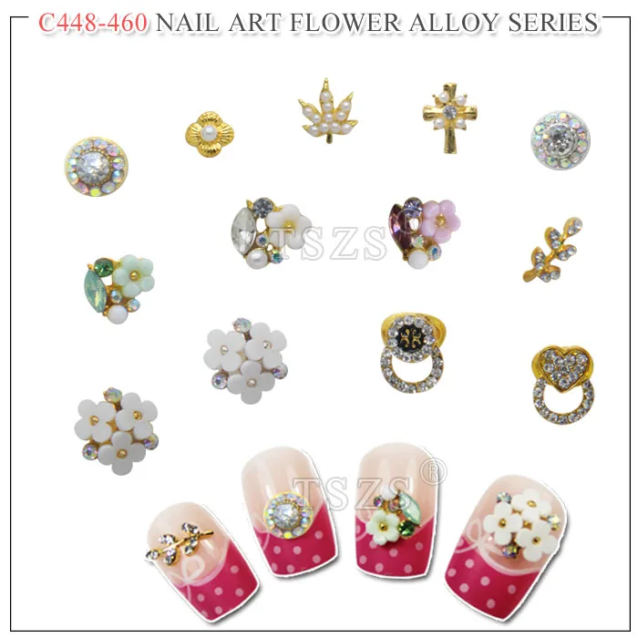 

10pcs/lot alloy 3d nail art flowers leaf jewelry nails crystal rhinestones decorations new arrive accessories
