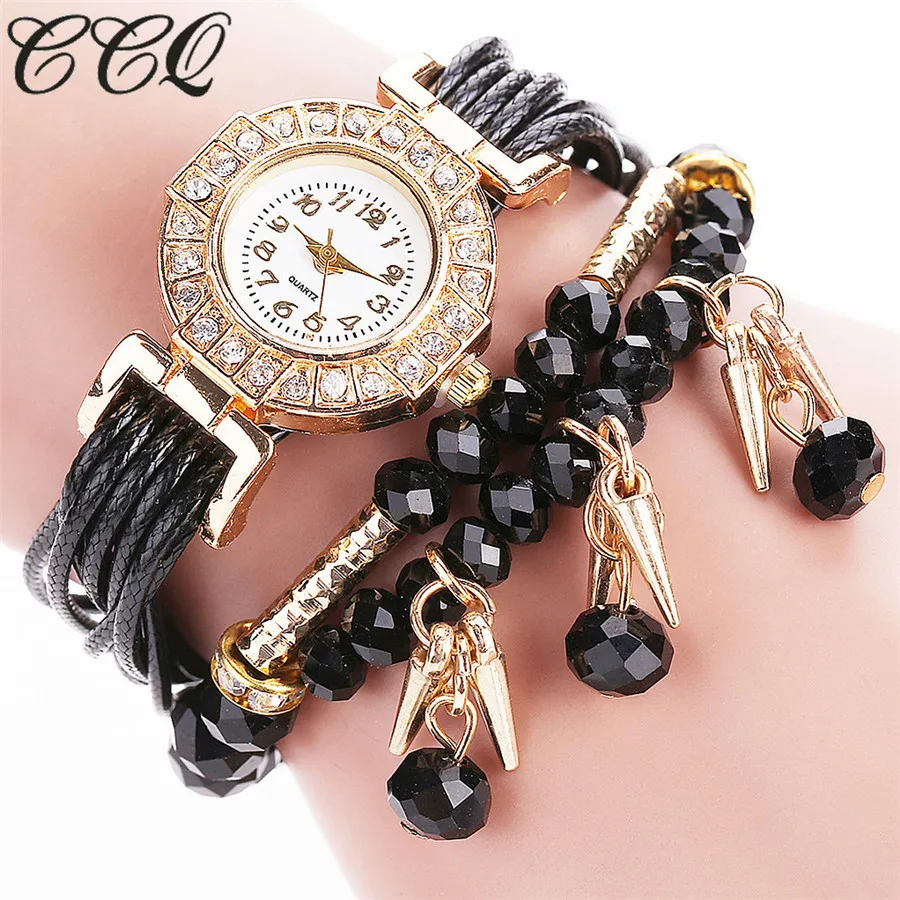 

CCQ Brand Women Luxury Crystal Bracelet Watch Fashion Female Vintage Jewelry Quartz Wristwatch Drop Shipping C62