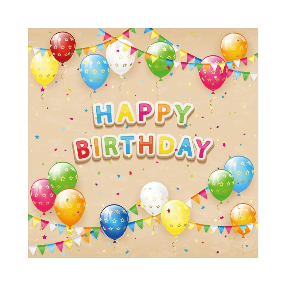 

Laeacco Color Balloons Flag Happy Birthday Celebration Children Fairy Scene Photo Backgrounds Photographic Photo Studio Backdrop