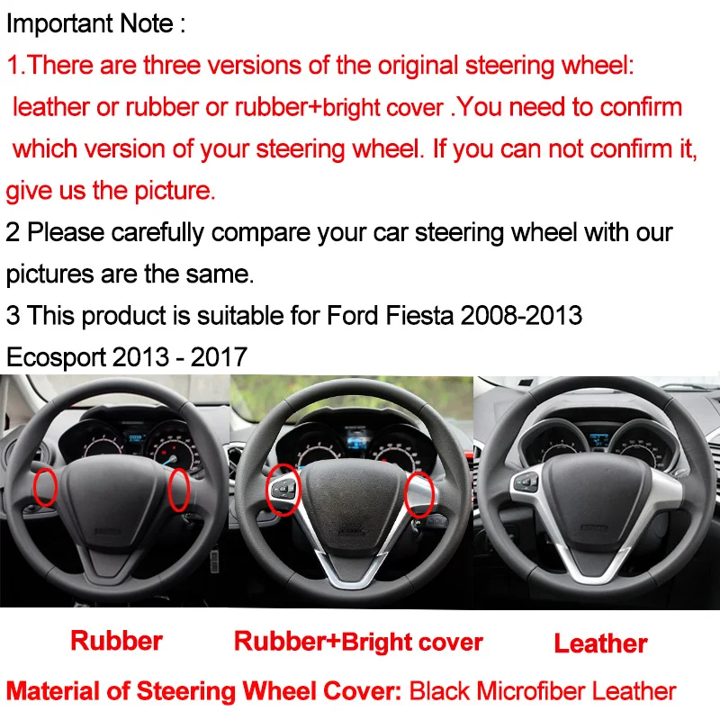 DIY ручная швейная крышка рулевого колеса автомобиля из замши для Ford Fiesta 2008-2013 Ecosport 2013- оплетка на руле
