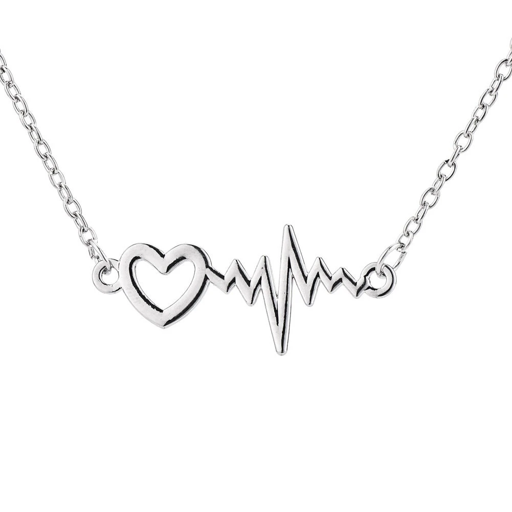 hardware bebida mucho EKG collar de latido del corazón Chapado en plata para hombre, colgante de  electrocardiograma, joyería, accesorios para mujer, regalos de enfermera| Collares tipo gargantilla| - AliExpress