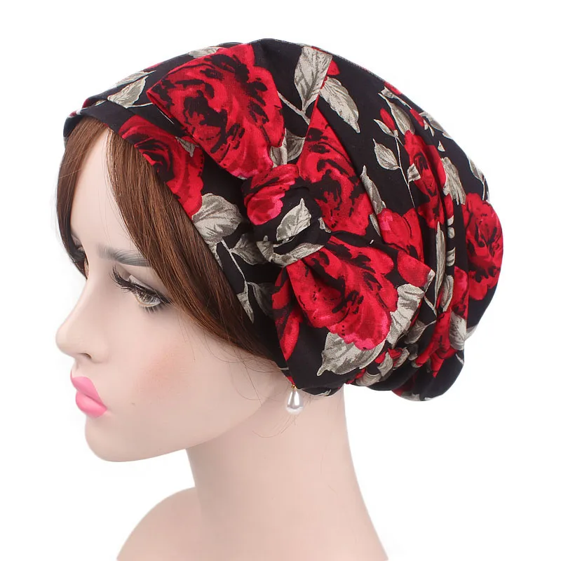 Хлопковый головной шарф, кепка chemo, повязка на голову, шапка для выпадения волос, чалма с бантиком, Новые Цветочные Летние праздничные женские банданы - Цвет: Rose