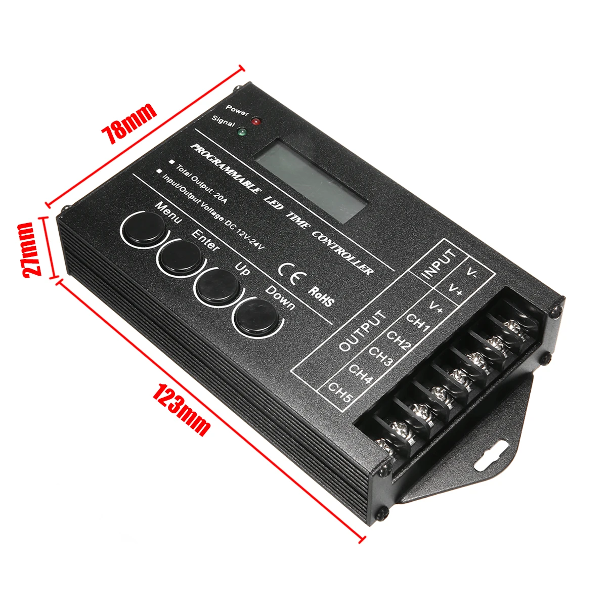 Multi-function LED Time Controller RGB LED Light Programmable 5 channels DC12-24V 20A  Home Tool Plant Grow