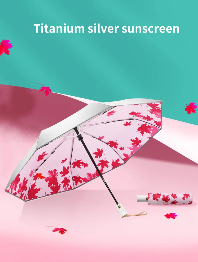 Автоматический обратный Зонт от дождя женский титановый Серебряный анти-УФ солнцезащитный зонтик UPF50 женский отражающий ветрозащитный зонтик