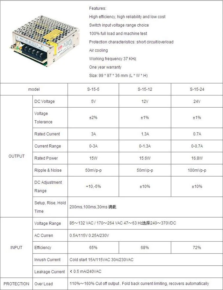 5V 3A 15W Seitching power supply001