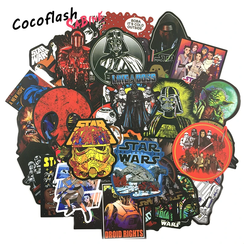 NEW 50pcs/LOT New Super Cool Star Wars Stickers for Luggage Laptop Decal Skateboard Stickers Bicycle Car Guitar Fridge Sticker