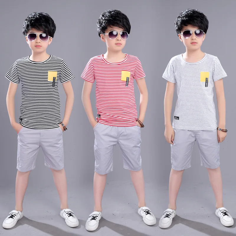 

Toddler Boy Clothing Set Clothes for Boys Summer Stripe Cotton T-shirts + Pants Children Suits 2pcs Kits for Kids