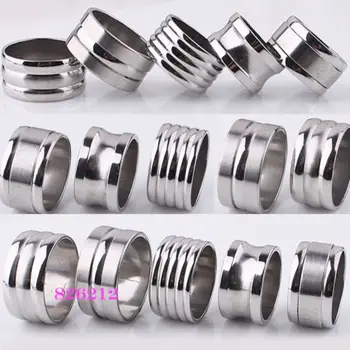 

25pcs Big Huge 10mm Silver Mix Men's Stainless Steel Band Rings Wholesale Jewelry Lots