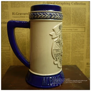 

2016 New Arrival Ceramic German Beer Mug Famous Musician Hand Painted Mugs Embossed Pattern Coffee Cup