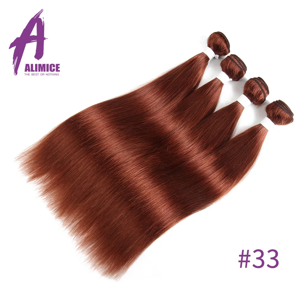 Alimice Peruvian Straight Hair Bundles Human Hair Extensions 4Bundles #1B#4#27#30#33#99Burgundy Ombre Hair 8-26inches Remy (6)