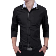 Бренд модная мужская рубашка Топы с длинными рукавами простая и чистая Повседневная рубашка мужские платья рубашки тонкие мужские рубашки 3XL