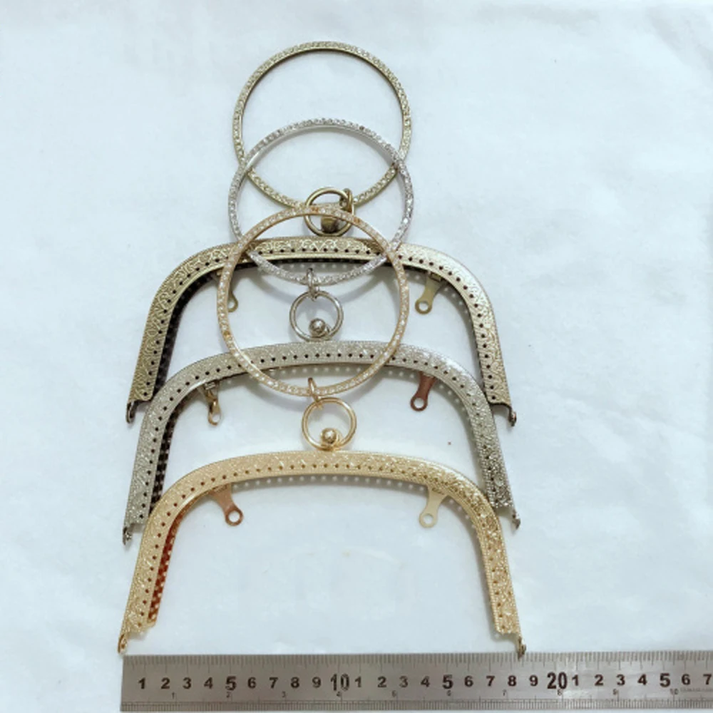 18,5 см Длина DIY женские сумки металлический кошелек кадр застежка уплотнительное кольцо Алмаз ручка arc накатки дизайн поцелуй пряжки