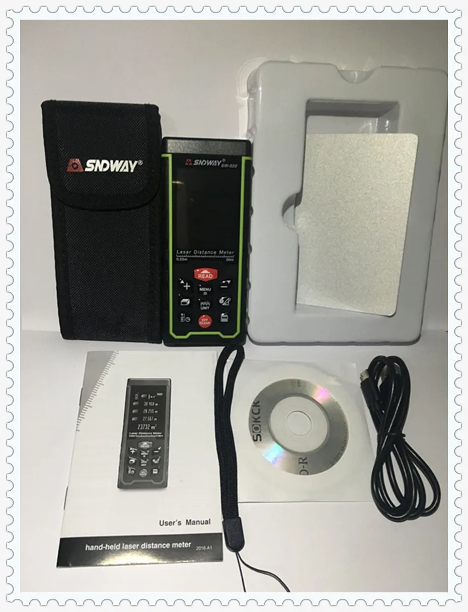Лазерный дальномер лазер SNDWAY цифровая лента USB цветной дисплей перезаряжаемый 50