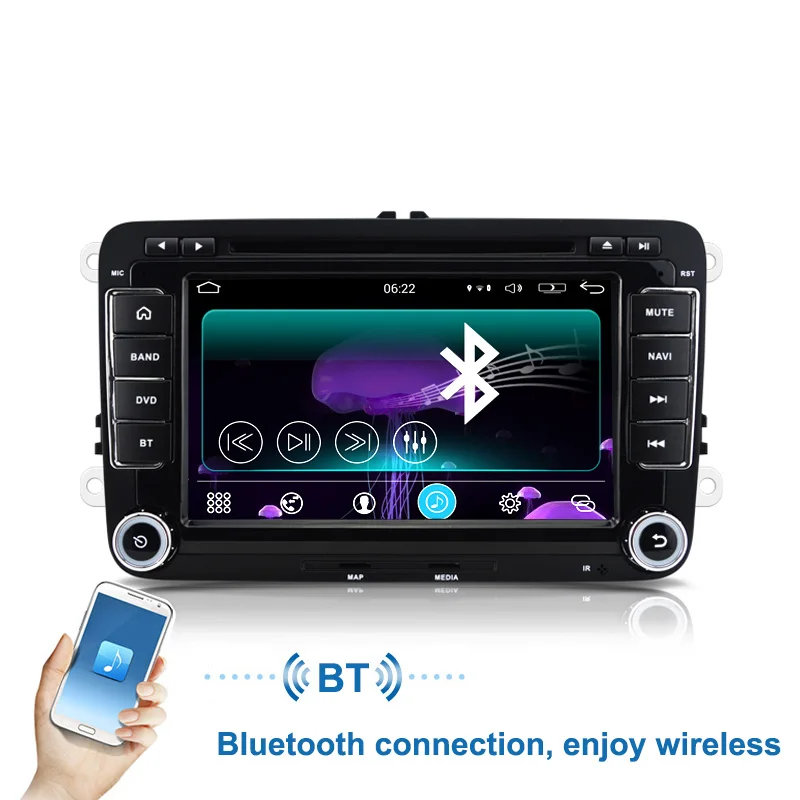 Sale FUNROVER 7"2 din android 6.0 Car dvd Stereo Player GPS Navigation In-Dash For VW Volkswagen POLO PASSAT Golf Tiguan Skoda Rapid 3