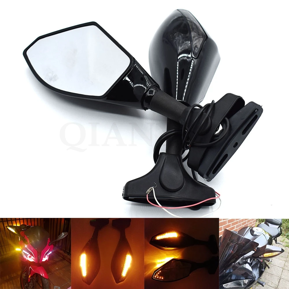 

Universal Motorcycle Rear View Side Wing Mirrors w/ LED Turn Signal Light FOR KAWASAKI Z250 Z750 Z800 Z1000 ZR800 ZRX1200