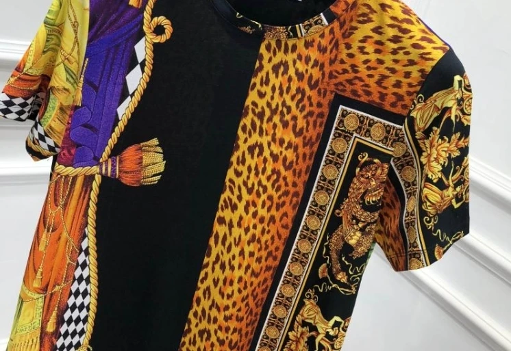 Весна 19ss новые модные футболки леопардовая королевская религия Печать футболка для мужчин хлопок известный бренд одежда Топ Ретро