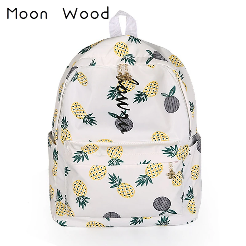 

Moon Wood Korean Lovely Pineapple Printing Backpack Female Fresh Travel Bagpack School Backpacks mochilas mujer 2019