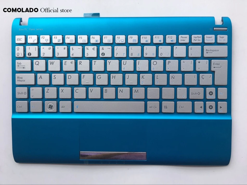 SP Spanish keyboard  for ASUS Eee pc 1025 1025C 1025CE with blue frame Sliver keys keyboard SP Layout