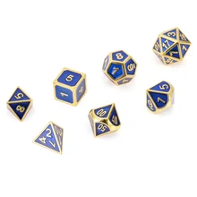 7pc Antique Metal Polyhedral Dice Dungeons & Dragons Board Gaming Role Playing Games With Bag Family Poker Party Outdoor Dice