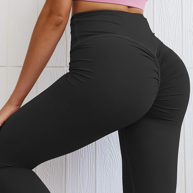 Women Push Up Yoga Pants Workout Nylon Leggings Sports Fitness Leggings Sexy High Waist Gym Leggings Solid Color Yoga Leggings - Цвет: GX010 Black