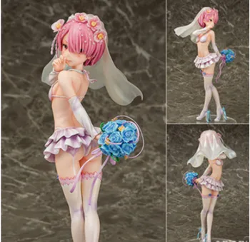 

22cm Anime Re:Life In A Different World From Zero Death or Kiss Ram Wedding Dress Ver Action Figure 1/7 Scale Painted Toy