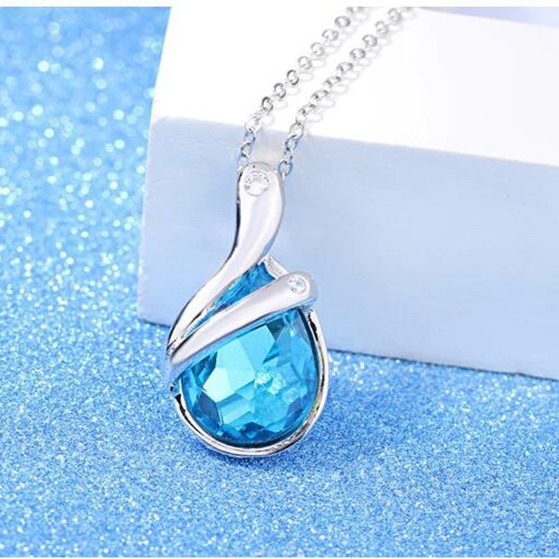 water drop crystal wedding necklaces women (4)