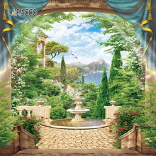 Laeacco Twilight Nature Scenic Curtain View Platform Photography Backgrounds Custom Photographic Backdrops For Photo Studio