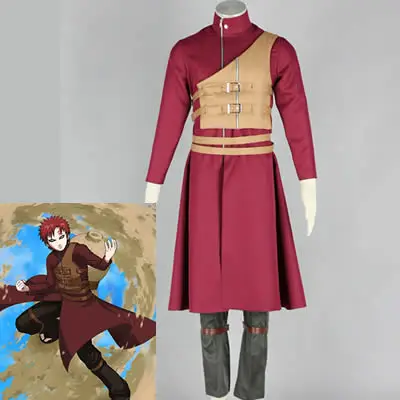 

Men's Naruto Gaara Cosplay Costume Brown Vest Shippuden Anime Version Include Long Coat+Pants+Vest+Brown Belt