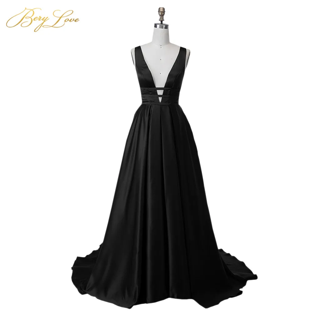 Black-43 Berylove, сексуальное красное вечернее платье,, элегантное, атласное, вечернее платье, длинное, официальное, Abiye, для выпускного, вечерние платья, vestido longo festa 04010248 - Цвет: Black-43