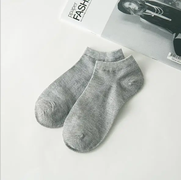 KL108 простые однотонные тонкие носки женские впитывающие нескользящие носки beriberi Тапочки женские ультра-короткие носки-лодочки - Цвет: Серый