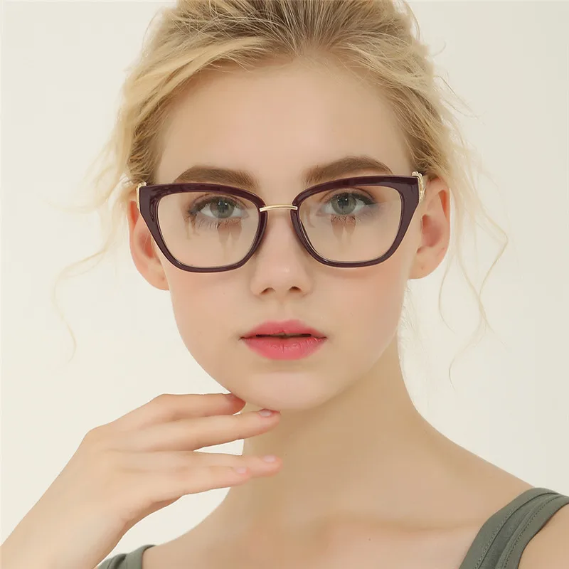 

HUITUO New Style Retro Flat Mirror Cat Eye Style Personality Big Box Flat Mirror Literary High Quality Spectacles Fake Glasses