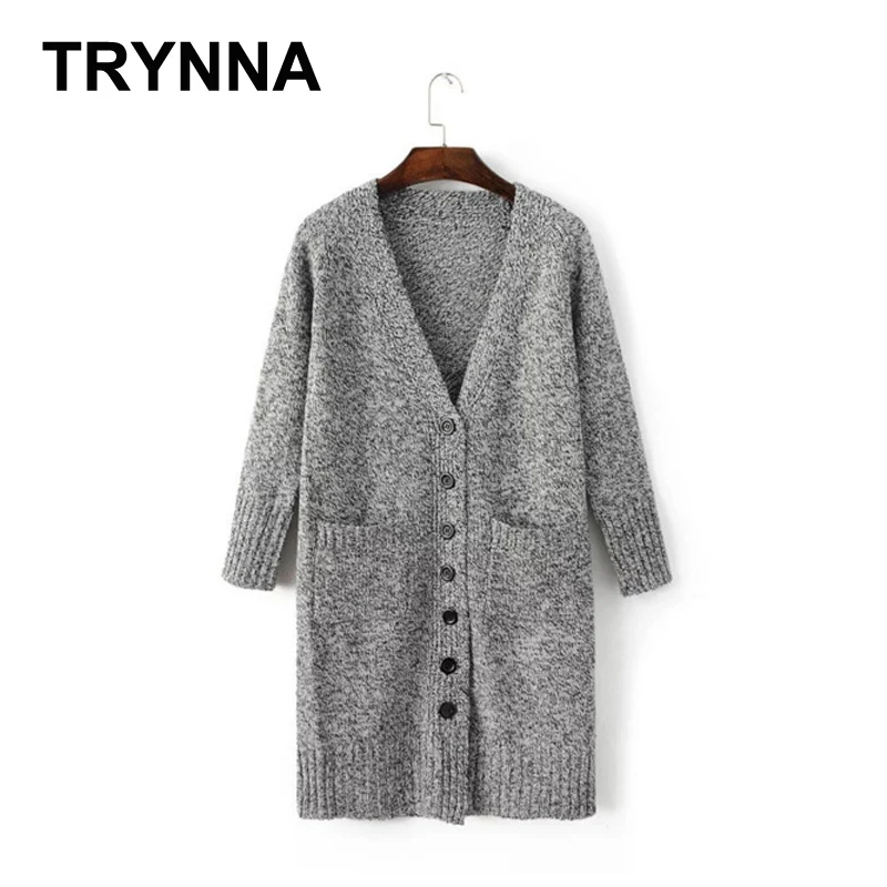 Women Winter Long Style V neck Long Sleeve Button Pocket