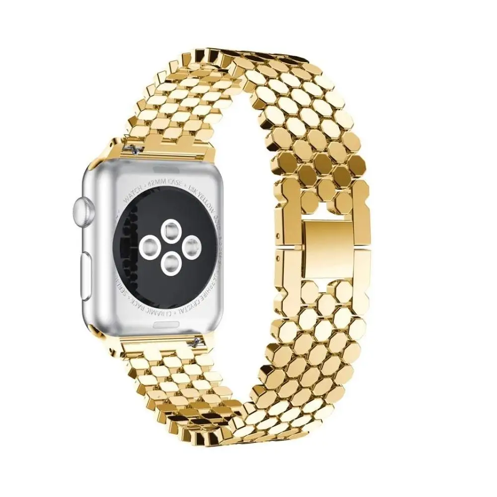 GXV нержавеющая стальные «Умные» Часы наручных часов iWatch, 42 мм, 38 мм, ремешок сменный ремешок для наручных часов Apple Watch Series 4/3/2/1 44 мм 40 мм - Цвет: Gold