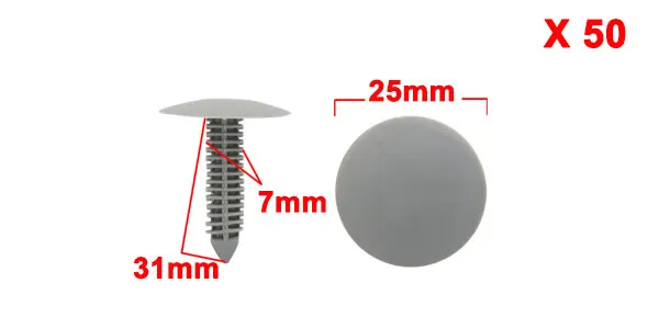 X AUTOHAUX 50 шт. подходит отверстие 7 мм | 6 мм Автомобильная пластиковая отделка дверной панели фиксатор зажимы заклепки серая головка 13 мм 15 мм 23 мм 24,5 мм